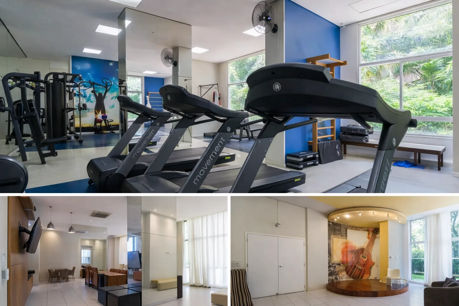 Academia equipada e salões de convivência do Condomínio Taman na Vila Andrade